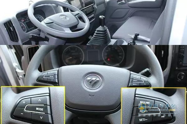 奧鈴TSM4平臺駕駛室配備四幅式多功能方向盤