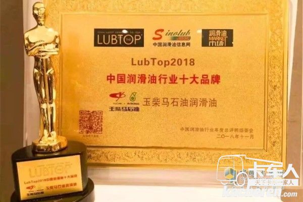 玉柴馬石油潤滑油入選“Lubtop2018中國潤滑油行業(yè)十大品牌”