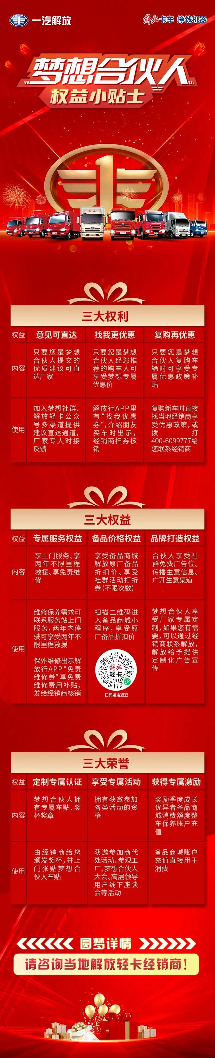 　　解放輕卡：夢想合伙人，權益小貼士!