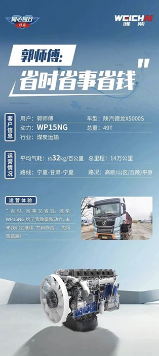 濰柴WP15NG 省時!省事!省錢!助力卡友走向“致富高速路”
